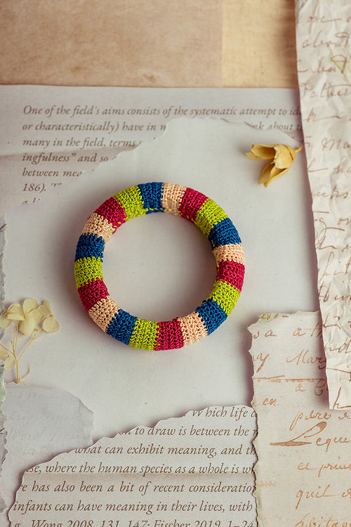 Samoolam Rangat Multicolored Striped Chunky Bangle (Set Of 2)