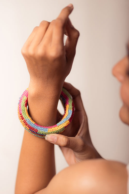 Samoolam Rangat Mosaic Multicolored Chunky Bangle (Set Of 2)
