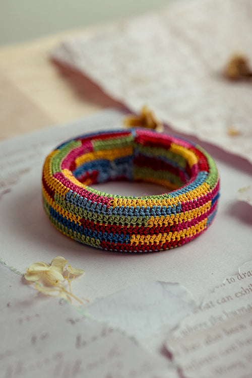 Samoolam Rangat Mosaic Multicolored Chunky Bangle (Set Of 2)