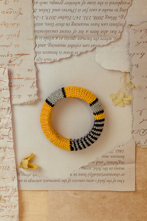 Samoolam Rangat Mustard Silver Chunky Bangle (Set Of 2)