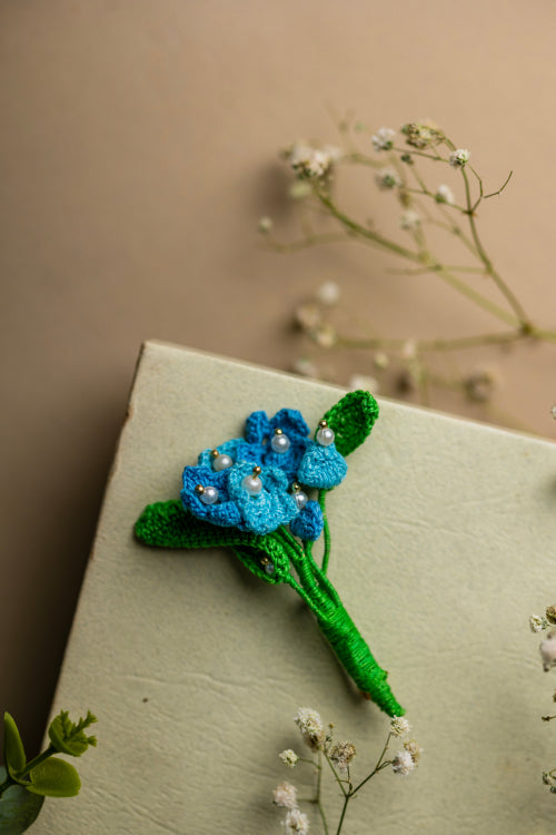 Samoolam Handmade Pearl Jewel Brooch Blue