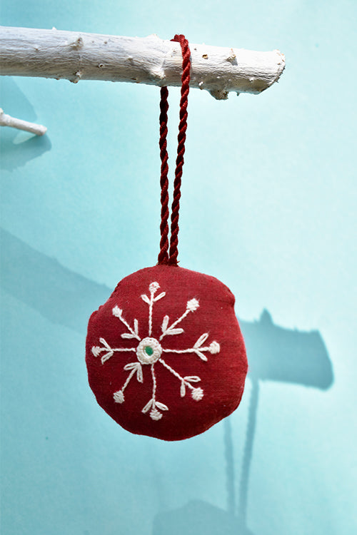 Okhai 'Winter Wonderland' Hand Embroidered Christmas Ornament