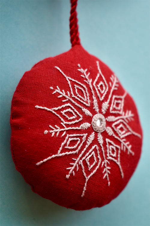 Okhai 'Holy Night' Hand Embroidered Christmas Ornament