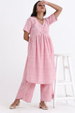 Bebaak Pankhuri Pink Cotton Tunic Dress Set For Women Online