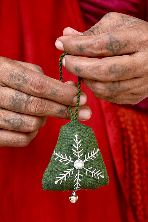 Okhai 'Jingle Bells' Hand Embroidered Christmas Ornament