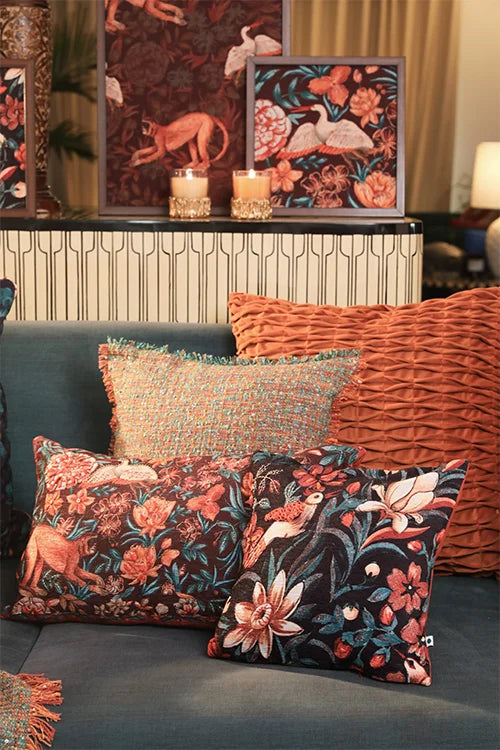 Onset Homes Vanya Chenille Rust Embroidered Cushion Cover