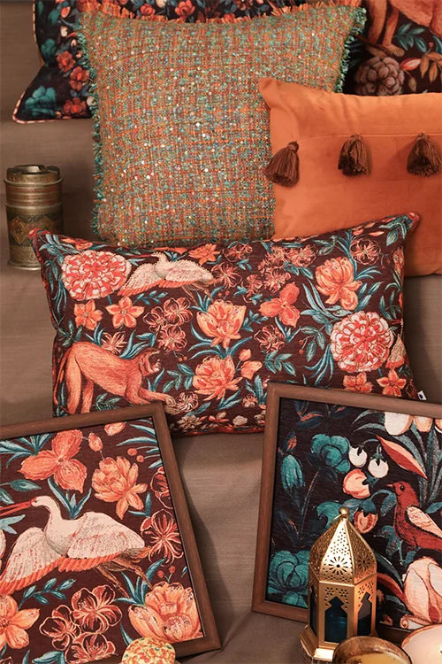 Onset Homes Vanya Chenille Rust Embroidered Cushion Cover