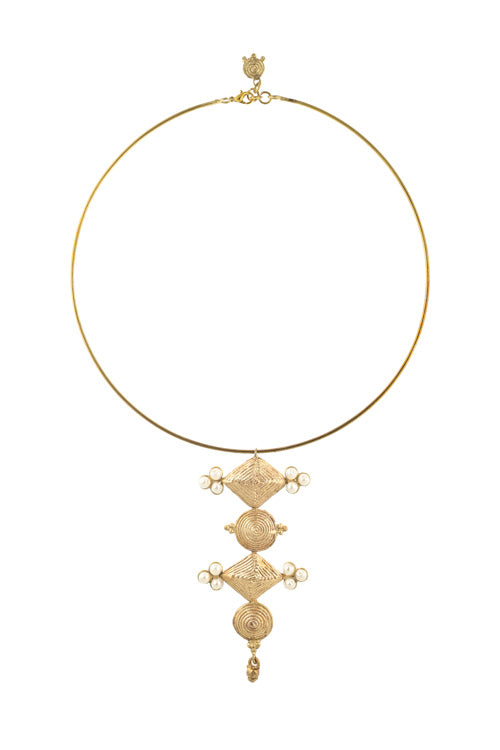 Miharu Saachi Hasuli Dokra Necklace