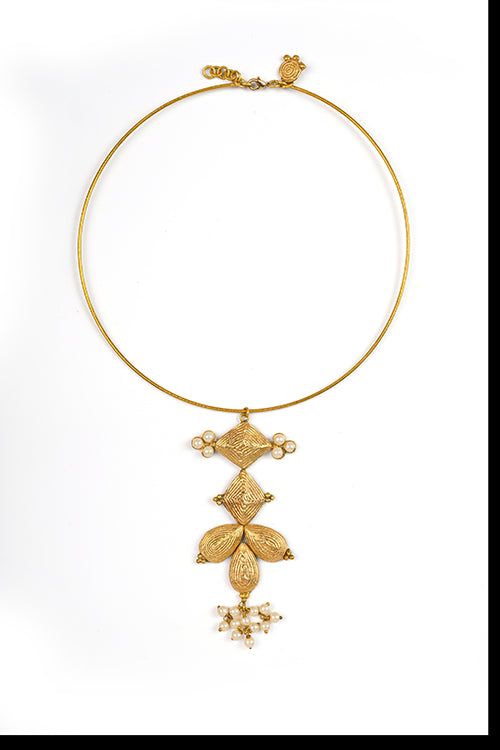 Miharu Naira Hasuli Dokra Necklace