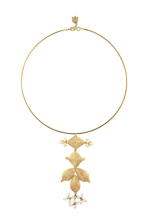 Miharu Naira Hasuli Dokra Necklace