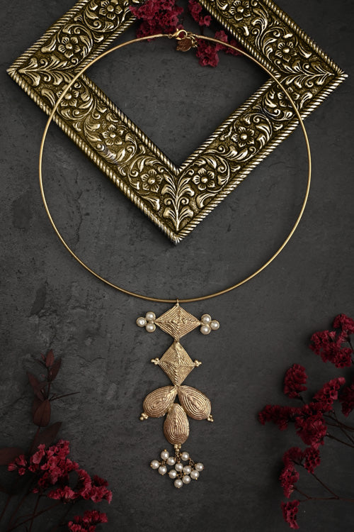 Miharu Naira Hasuli Dokra Necklace