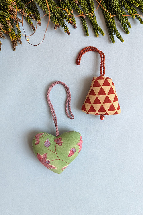 Okhai “Nutcracker” Set of 2 Hand-Embroidered and Mirror work Christmas Ornaments