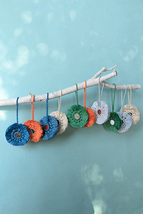 Okhai “Carols” Set of 10 Hand-Embroidered Tassel Christmas Ornaments