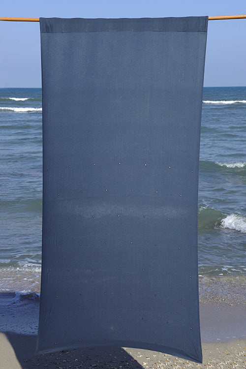 Okhai 'Steel' Hand Embroidered Mirror Work Curtain