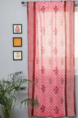 Jade Rose Hand Block Printed Door Curtain