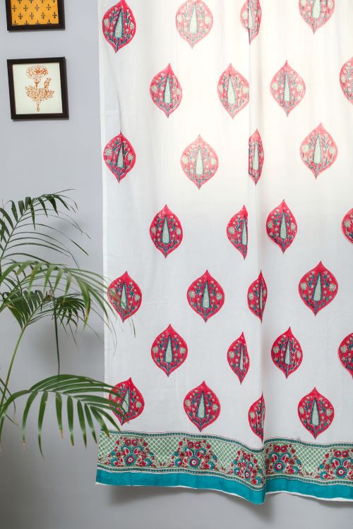 Sooti Syahi Persian Palm Hand Block Printed Door Curtain