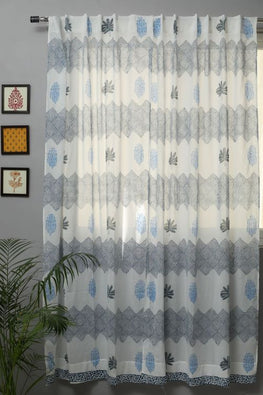 Weddell Blue Hand Block Printed Door Curtain
