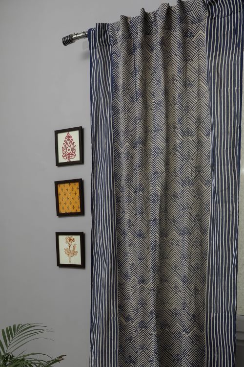 Sooti Syahi Aster Hand Block Printed Door Curtain