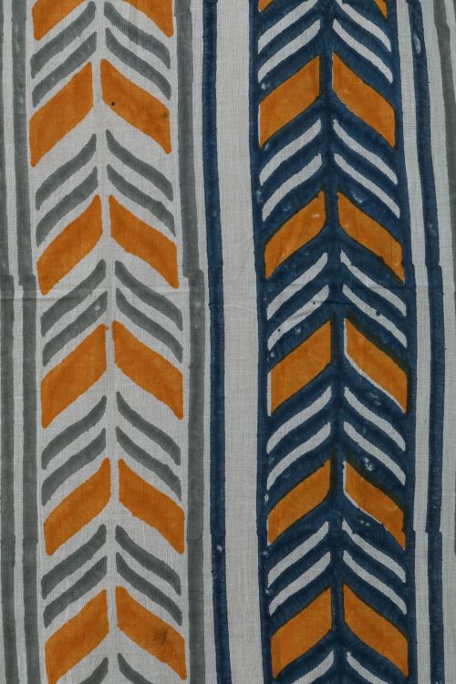 Sooti Syahi Cheveron Anchor Hand Block Printed Door Curtain