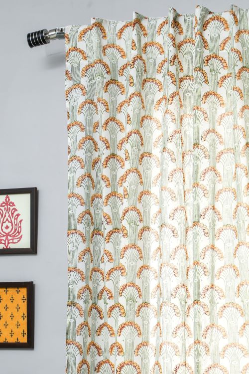 Sooti Syahi Sparkle’S Garden Hand Block Printed Window Curtain