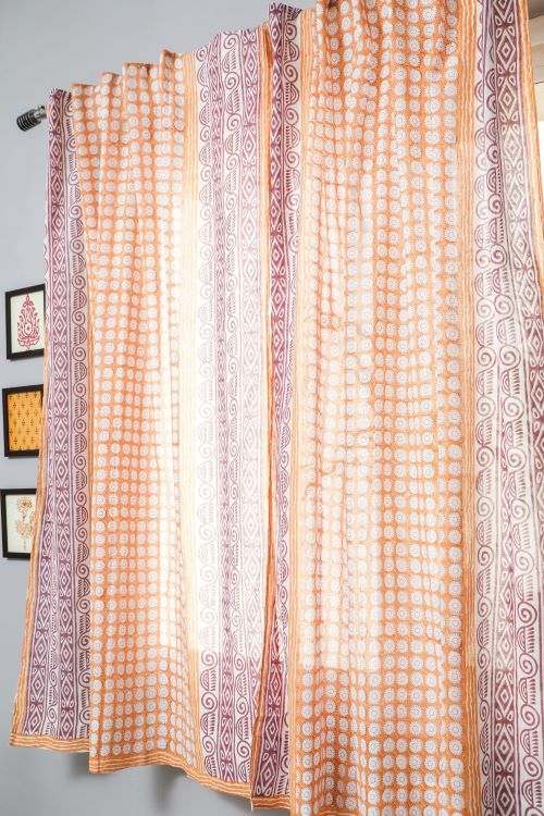 Sooti Syahi Harvest Sun Hand Block Printed Window Curtain