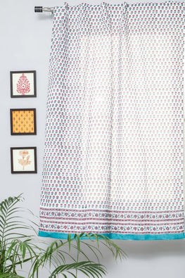Florel Sprouts Hand Block Printed Window Curtain