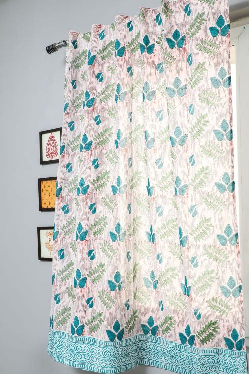 Sooti Syahi Glow Of Garden Hand Block Printed Window Curtain