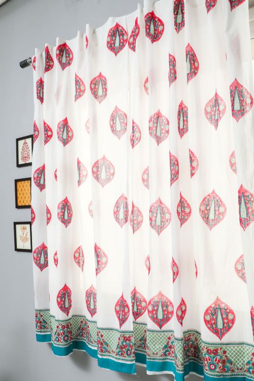 Sooti Syahi Persian Palm Hand Block Printed Window Curtain