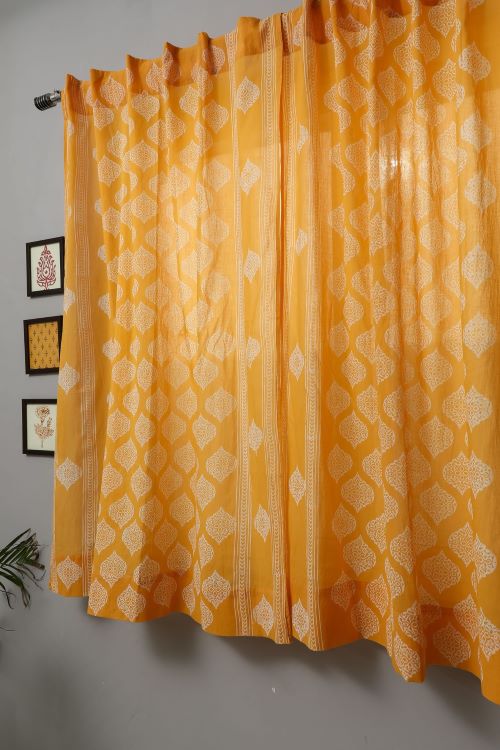 Daffodil Hand Block Printed Window Curtain