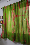 Hardy Mum Hand Block Printed Window Green, Red Curtain