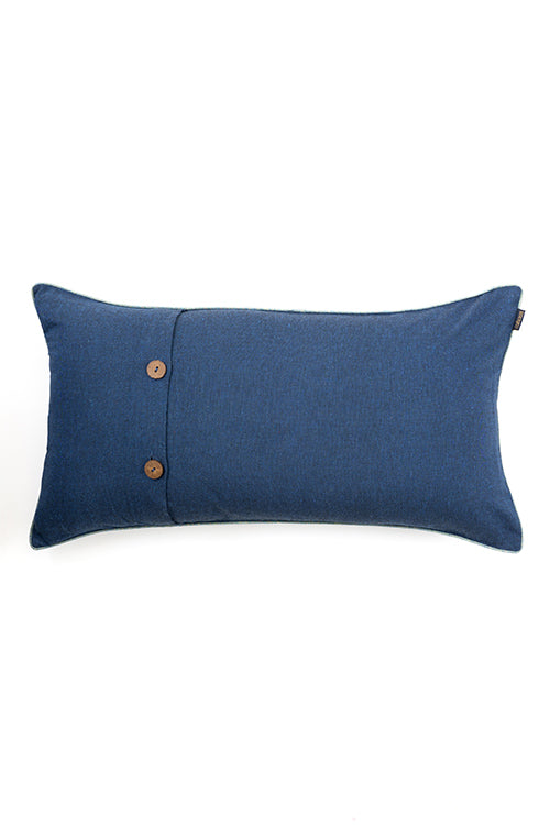 Blue Hand-Woven Cotton Cushion Cover