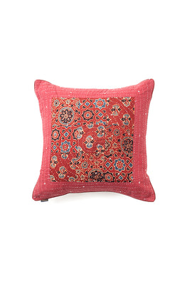 Maroon Hand Woven Cotton Cushion Cover 1