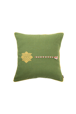 Olive Green Hand Woven Cotton Cushion Cover