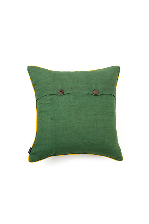 Olive Green Hand Woven Cotton Cushion Cover
