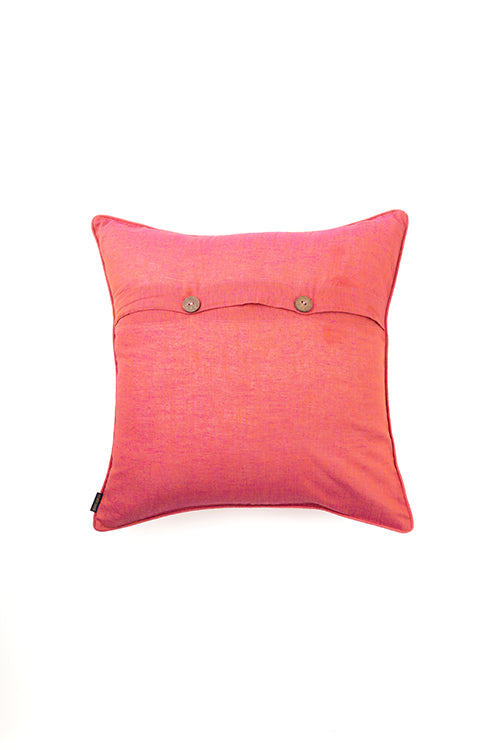 Hand Woven Pink Cotton Cushion Cover