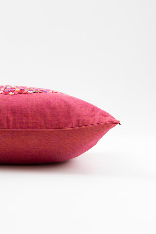 Hand Woven Pink Cotton Cushion Cover