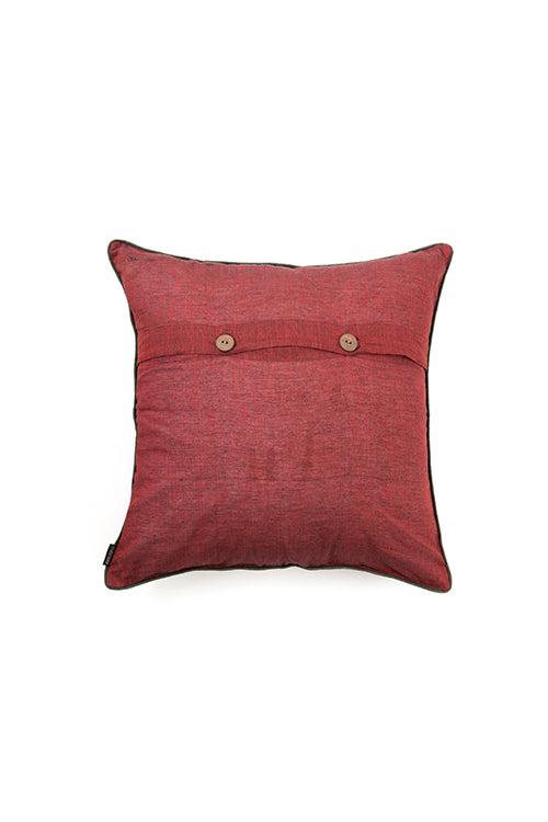 Maroon Hand Woven Cotton Cushion Cover