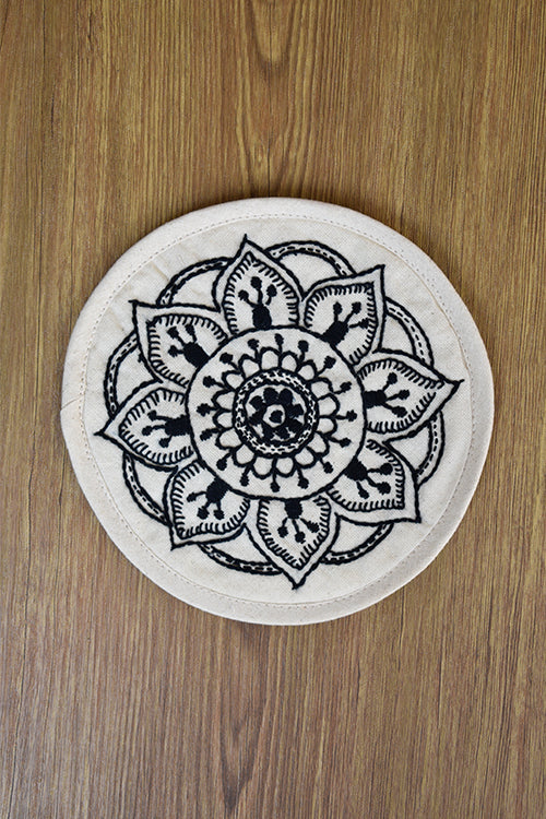 Okhai 'Pure Light' Hand Embroidered Coasters (Pack Of Six)