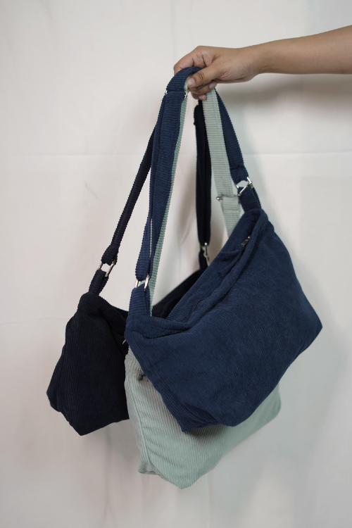 Ekatra Minimalist Corduroy Sling Bag - Vincent Blue