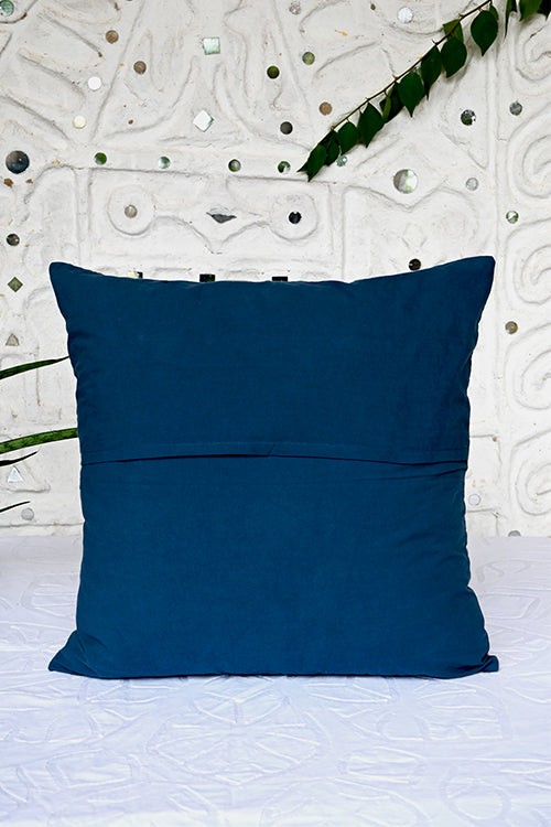 Okhai "Almond Blossom" Hand-Embroidered Pure Cotton Cushion Cover