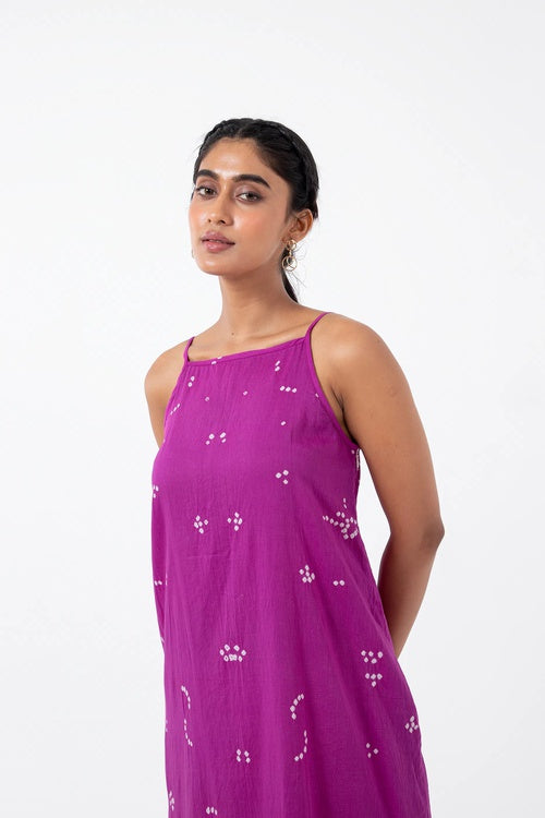 Inkriti "Indie" Tribal Bandhani Organic Cotton Dress - Magenta