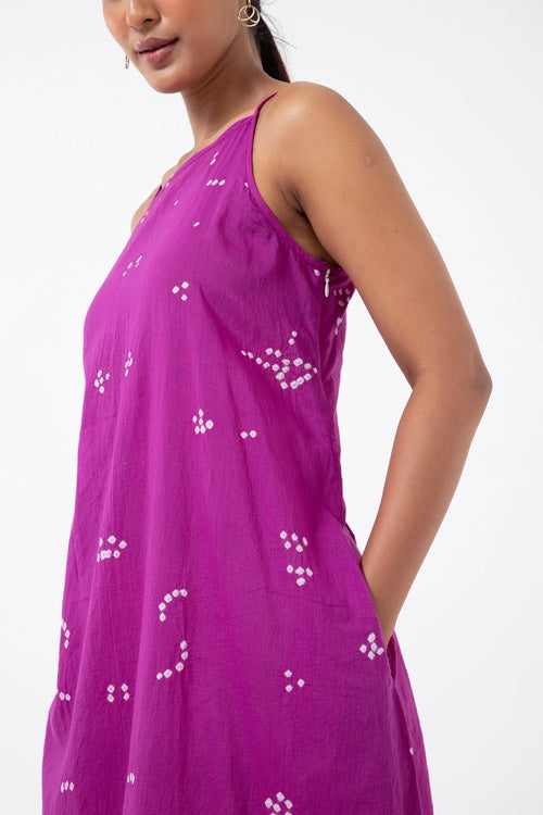 Inkriti "Indie" Tribal Bandhani Organic Cotton Dress - Magenta