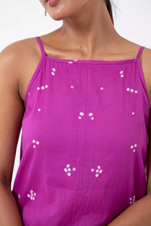 Inkriti "Indie" Tribal Bandhani Organic Cotton Dress - Magenta