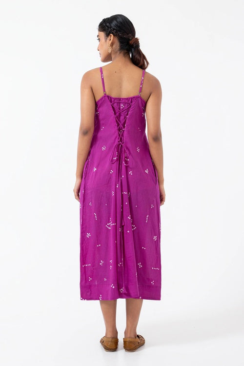 Inkriti "Indie" Tribal Bandhani Organic Cotton Dress - Magenta