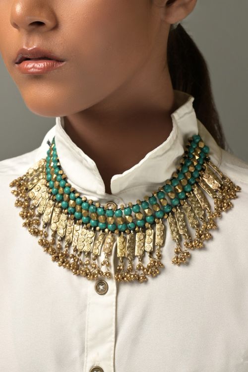Miharu Aria Brass Beaded Necklace