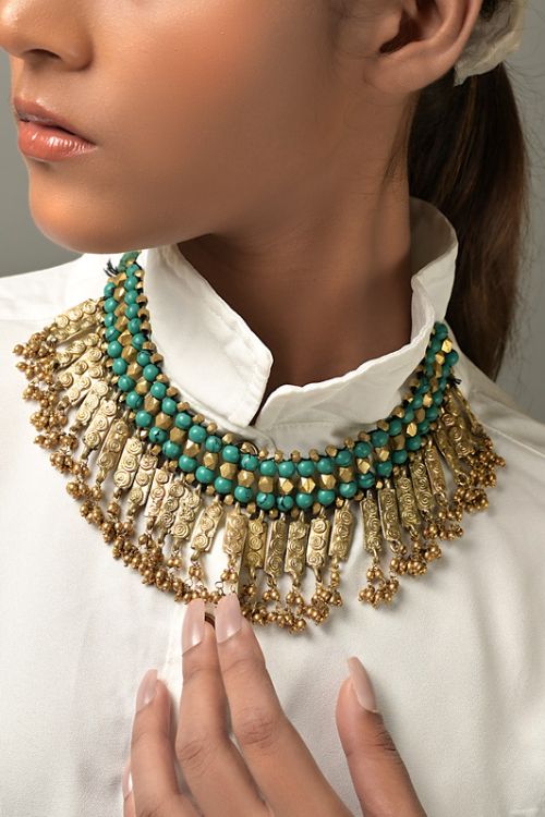 Miharu Aria Brass Beaded Necklace