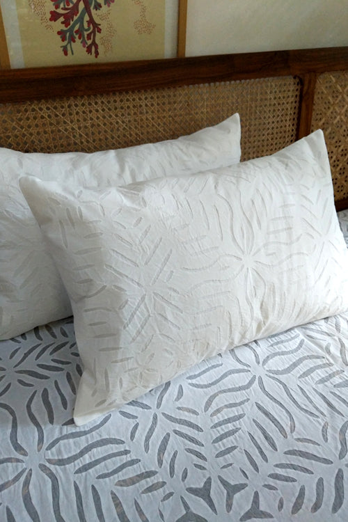 Okhai 'Celeste' Pure Cotton Applique Work Bed Cover without Pillow