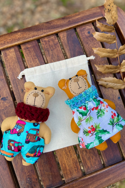 The Good Gift, Set Of 2 Dolls, Bears, Hand Sewing, Cotton, Toy