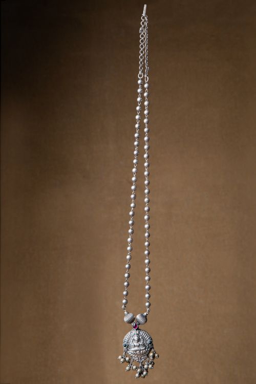 India Craft House Pure Silver Traditional Maharashtrian Neckpiece - Necklace