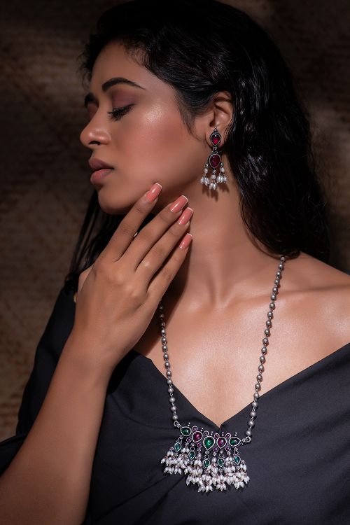 India Craft House Pure Silver Traditional Maharashtrian Set - Tanmani Set